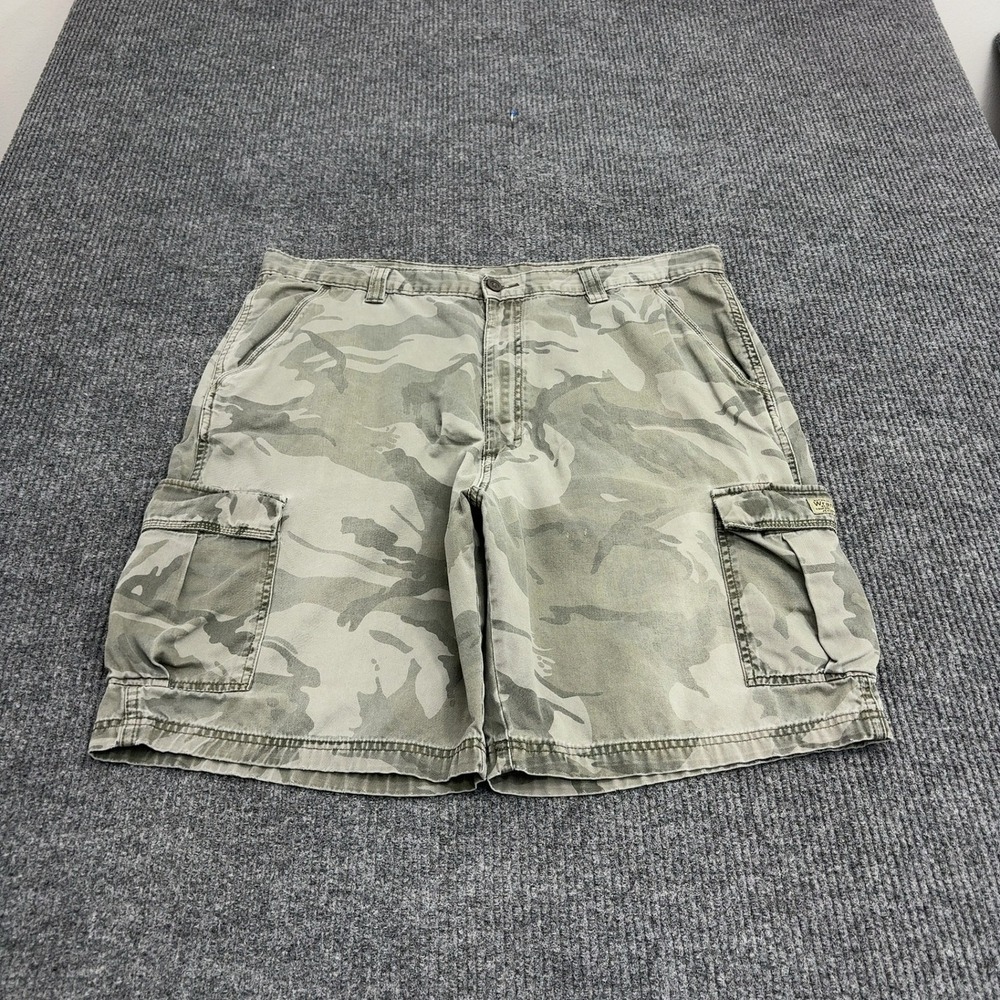 Wrangler Cargo Shorts Mens 40 Green Cotton Camo Utility Outdoor Gorpcore Street